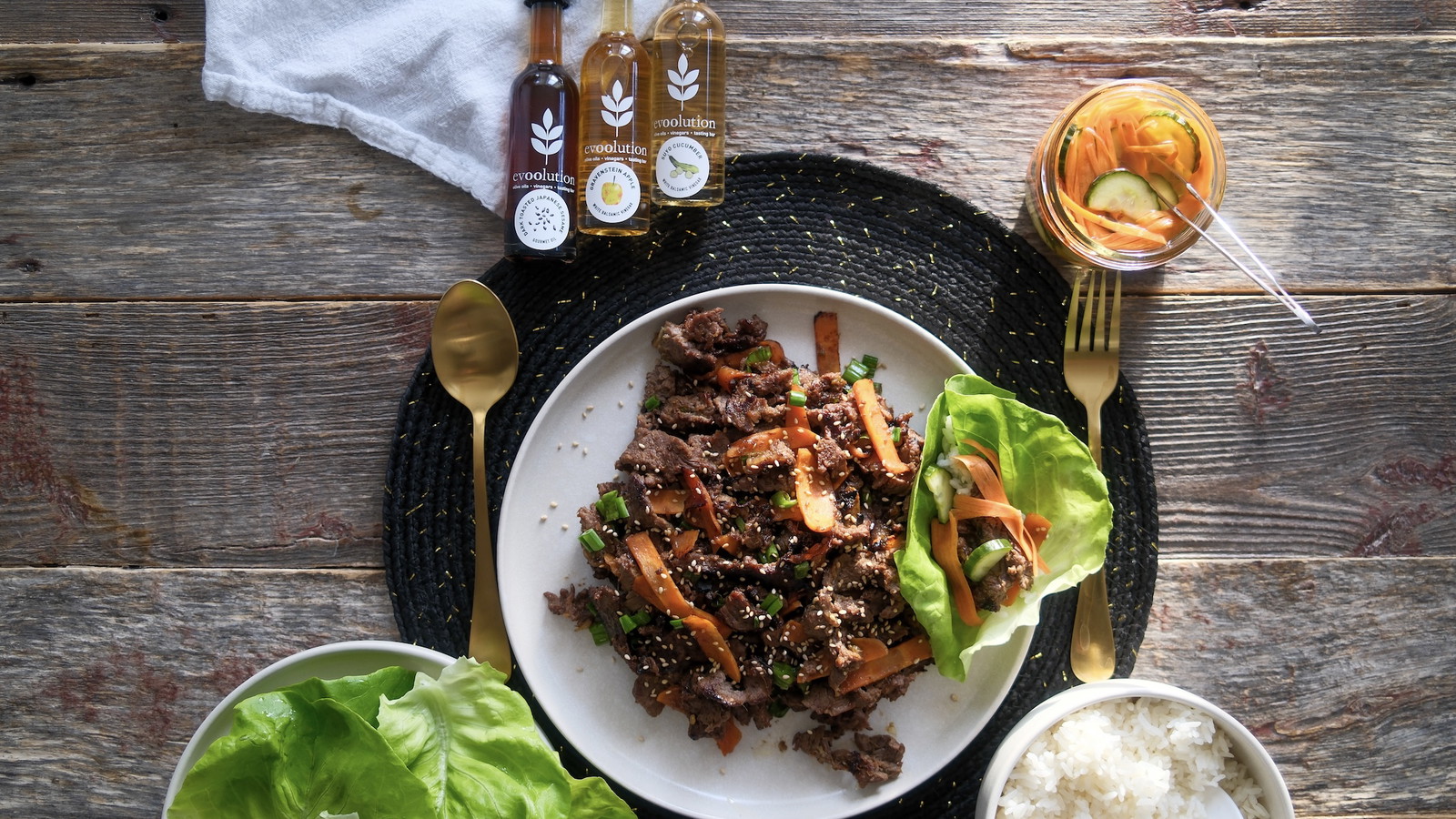 Image of Sesame Apple Bulgogi Beef with Quick Pickled Veggies