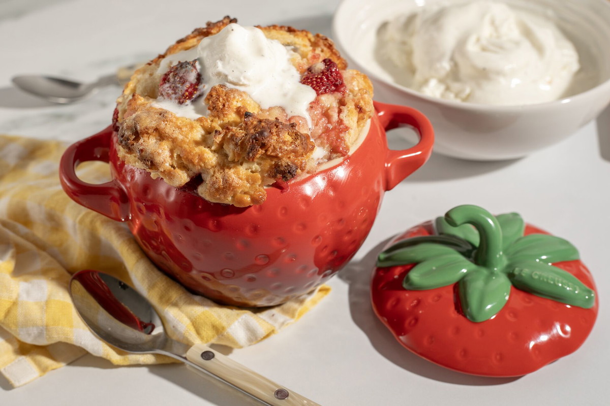 Strawberry-Thyme Sugar Biscuit Mini Cobblers