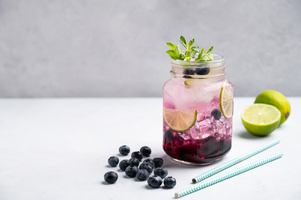 Blueberry Basil Mojito Mocktail (With Homemade Blueberry Compote)