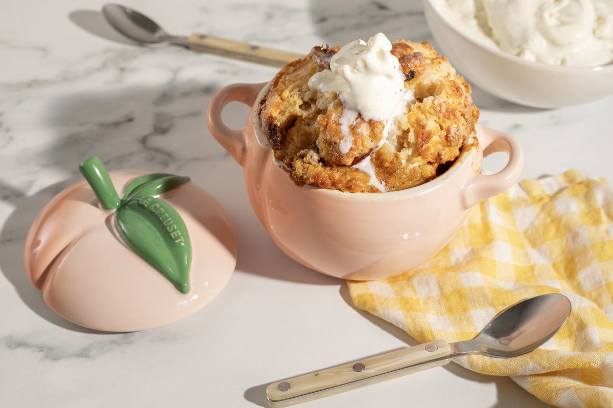 Salted Caramel Peach Sugar Biscuit Mini Cobblers