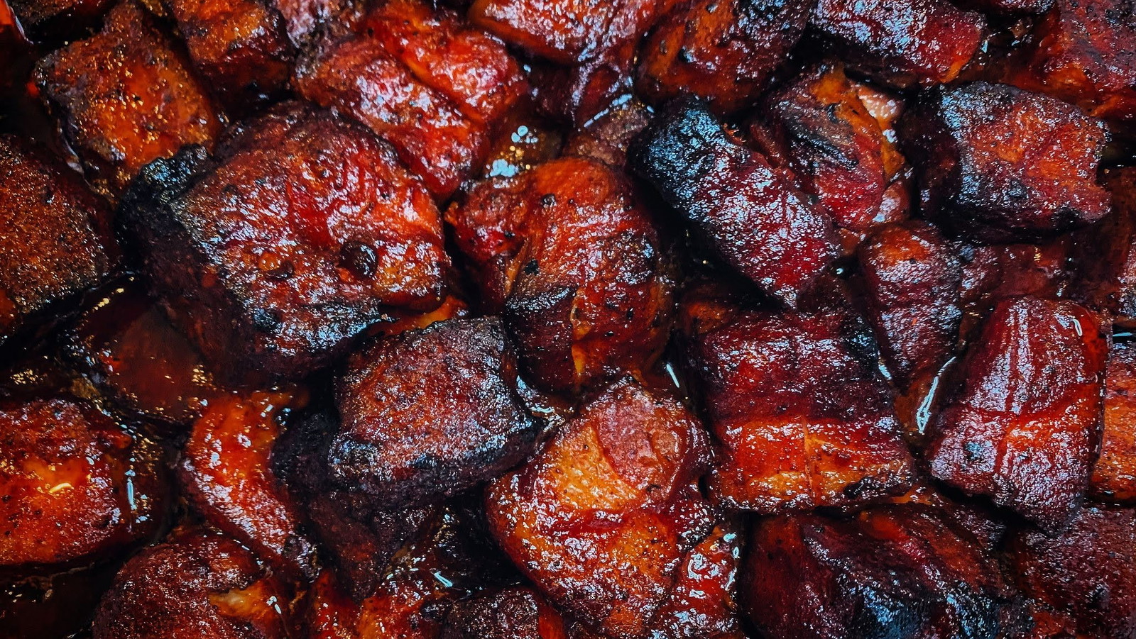 Image of Sticky Cherry Chipotle Pork Belly Burnt Ends