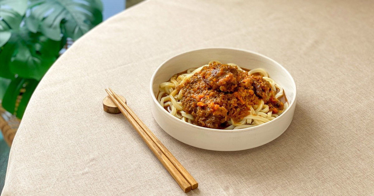 乾燥野菜のデミグラスープ肉うどん