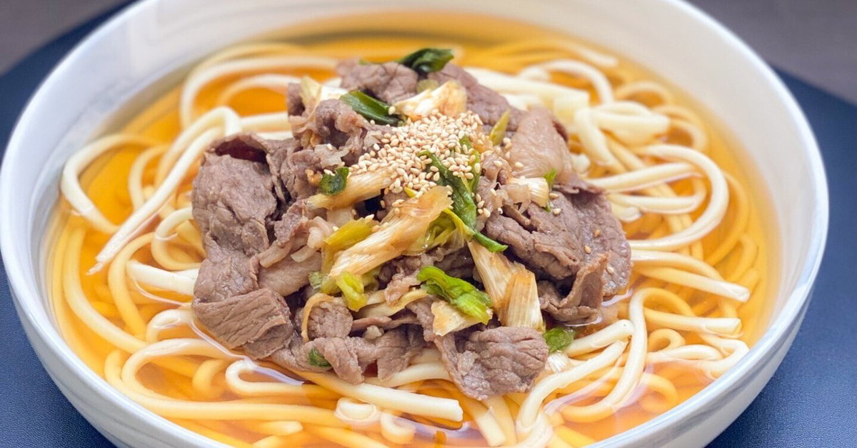 乾燥白ねぎの肉うどん