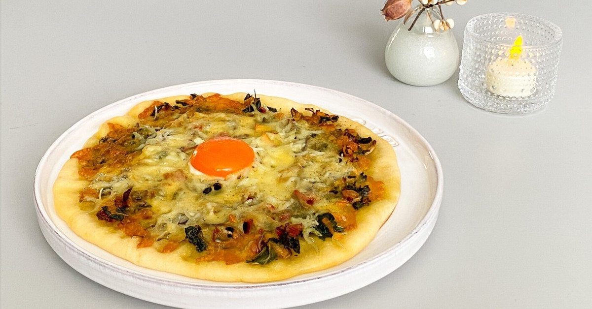 乾燥みょうがとスイスチャードのしらすピザ