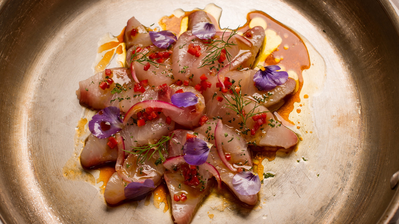 Wild Red Snapper Crudo with Tomato Jam and Harissa