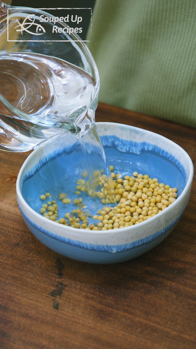 Image of Soak the soybeans in clean water overnight, or for 12–16...