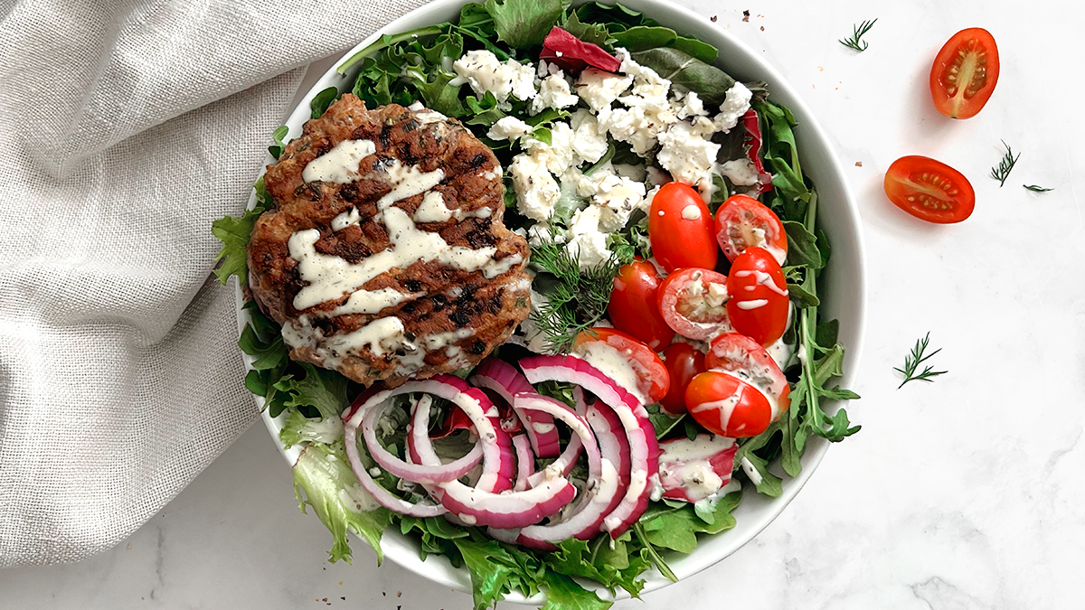 Image of Lamb Burger Bowl with Tzatziki