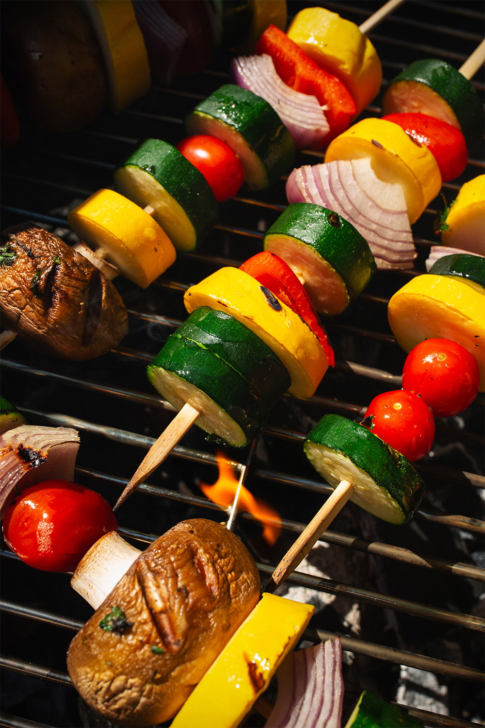 Grilled Vegetable Skewers with Porcini Garlic Herb Sauce