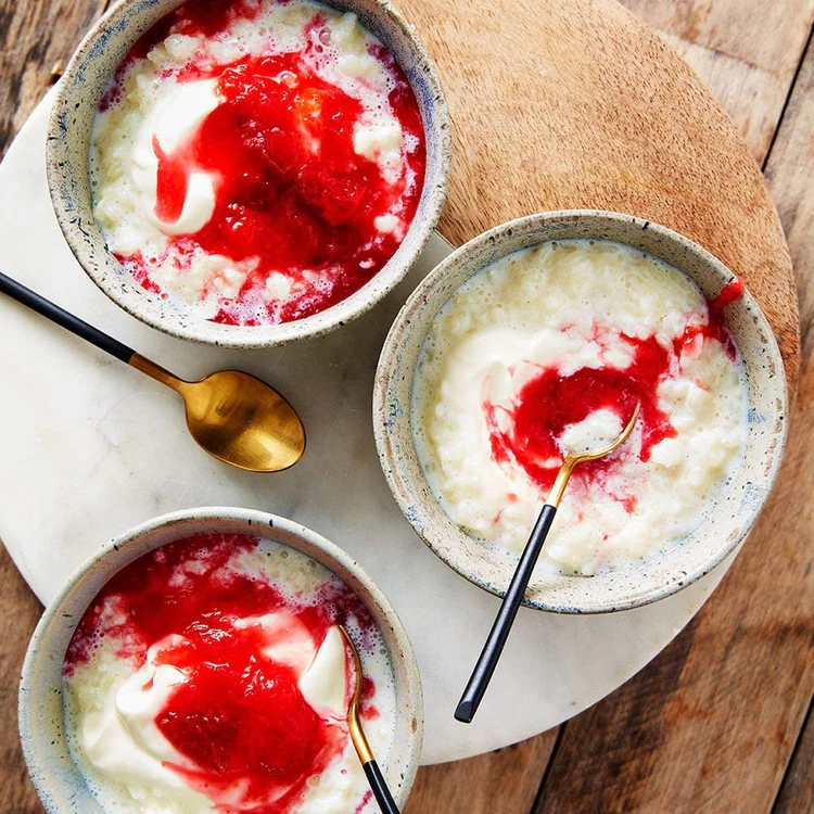 Creamy Rice Pudding with Plum Compote