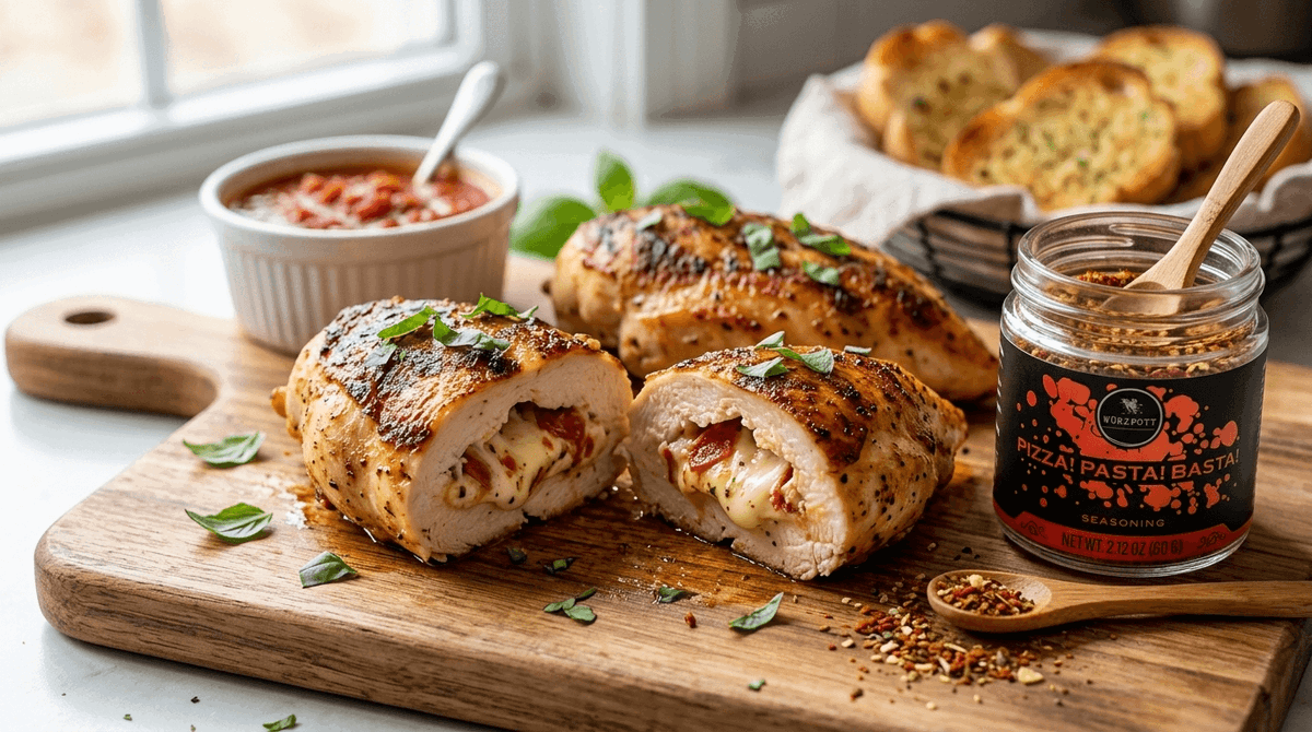 Pizza Stuffed Chicken Breast with Pizza! Pasta! Basta!
