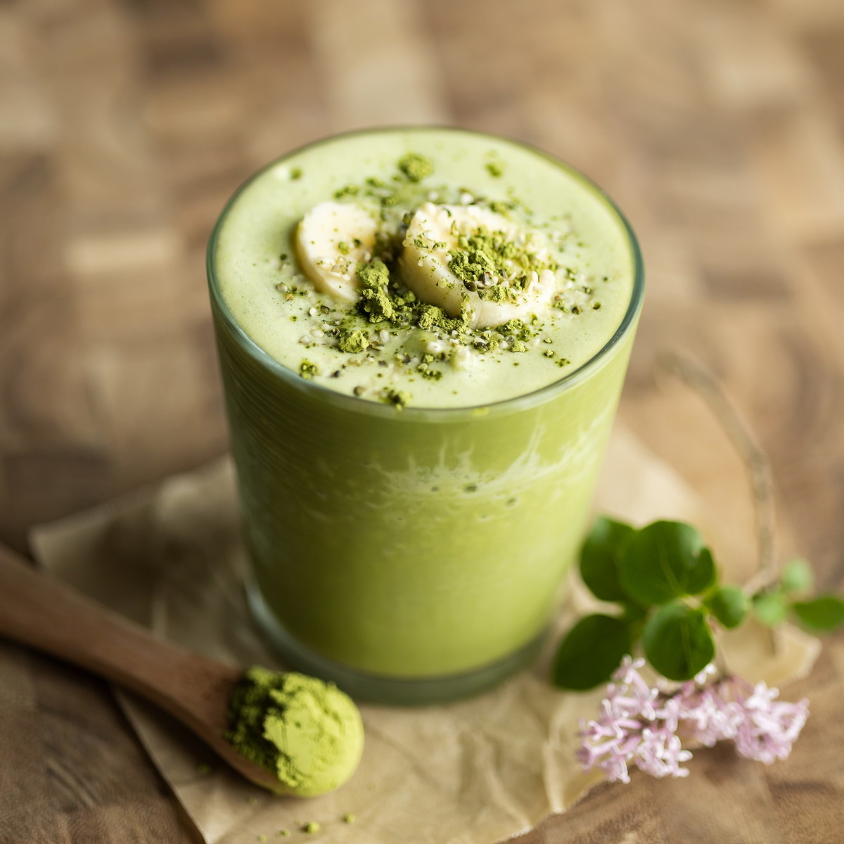 Healthy Vanilla Matcha Protein Smoothie