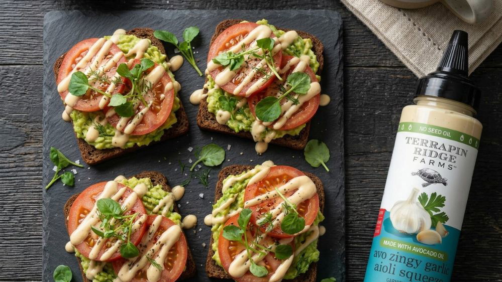 Image of Zingy Garlic Avocado Toast with Tomato 