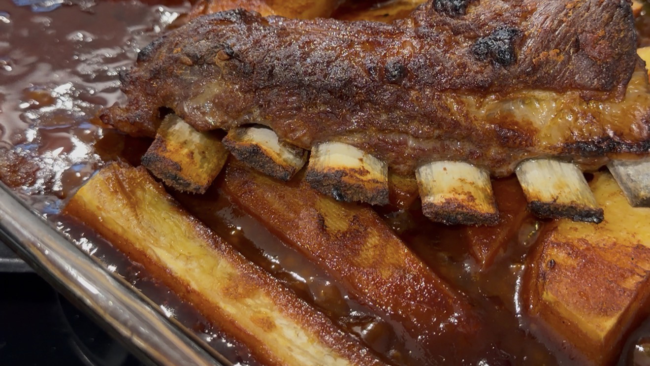 Kosher Lamb Riblets in Gochujang Sauce with yams