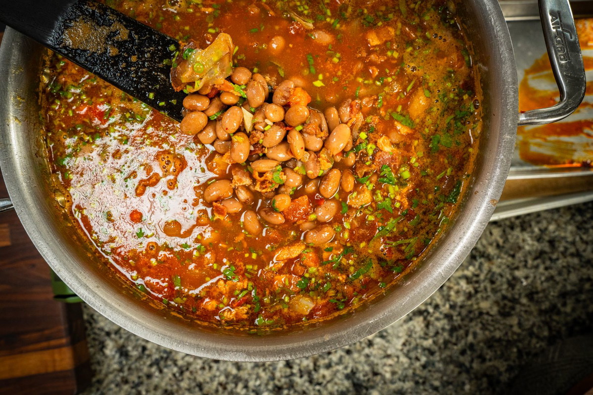 Frijoles Charros (Cowboy Beans with Bacon and Longaniza)
