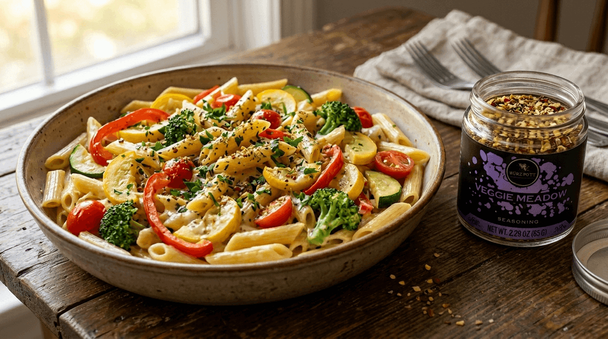 Creamy Veggie Meadow Pasta Primavera