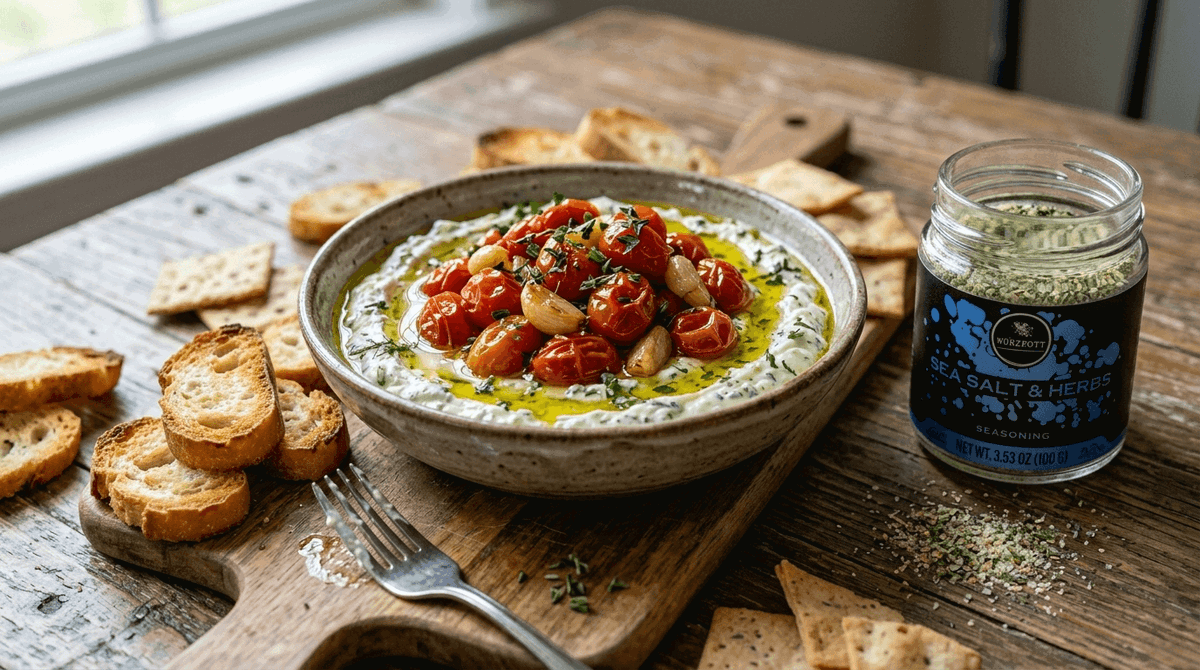 Tomato Garlic Confit with Goat Cheese Dip