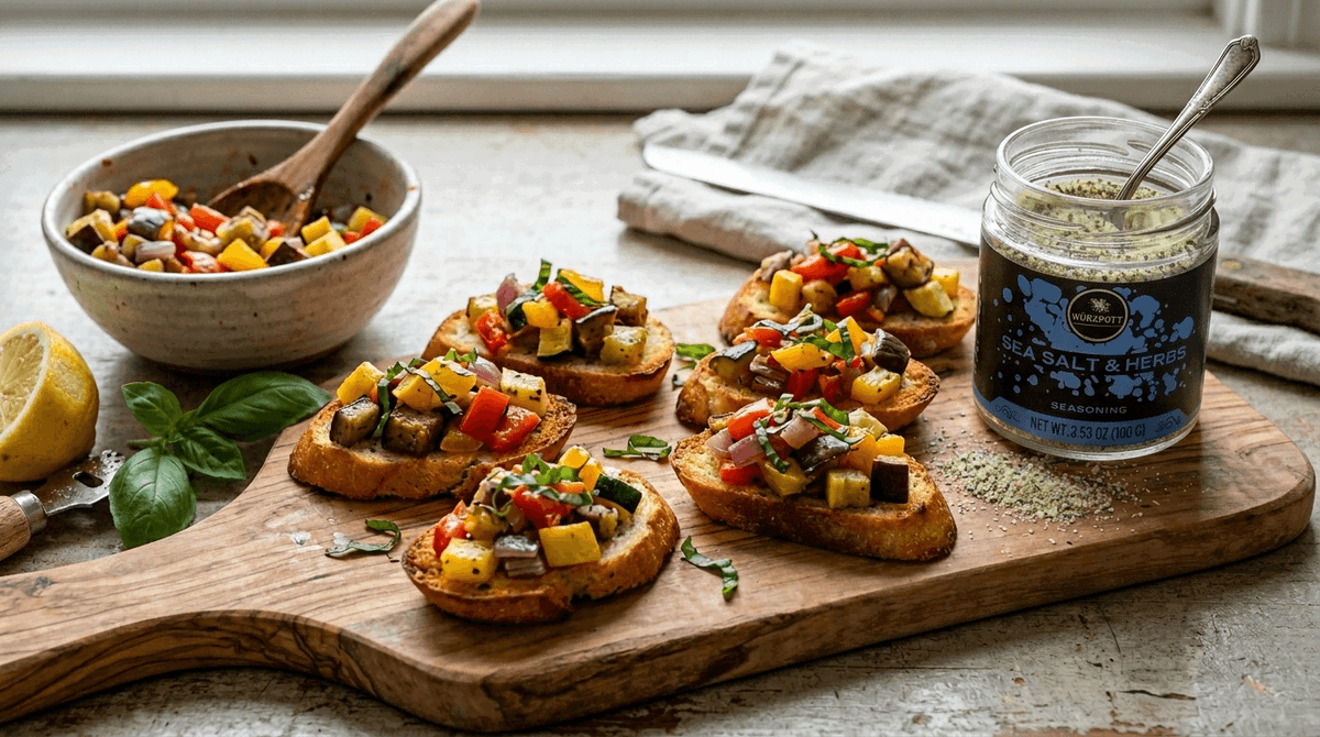 Herbed Ricotta Crostini with Sea Salt and Herbs