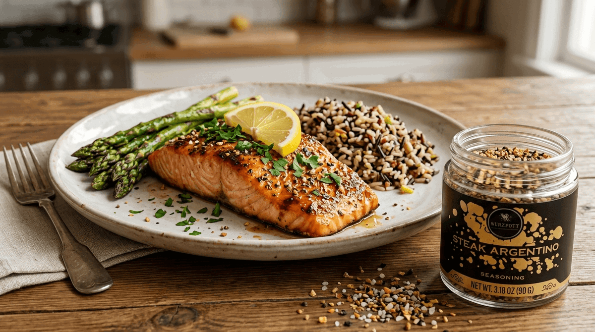 Maple Glazed Salmon with Wurzpott Steak Argentino