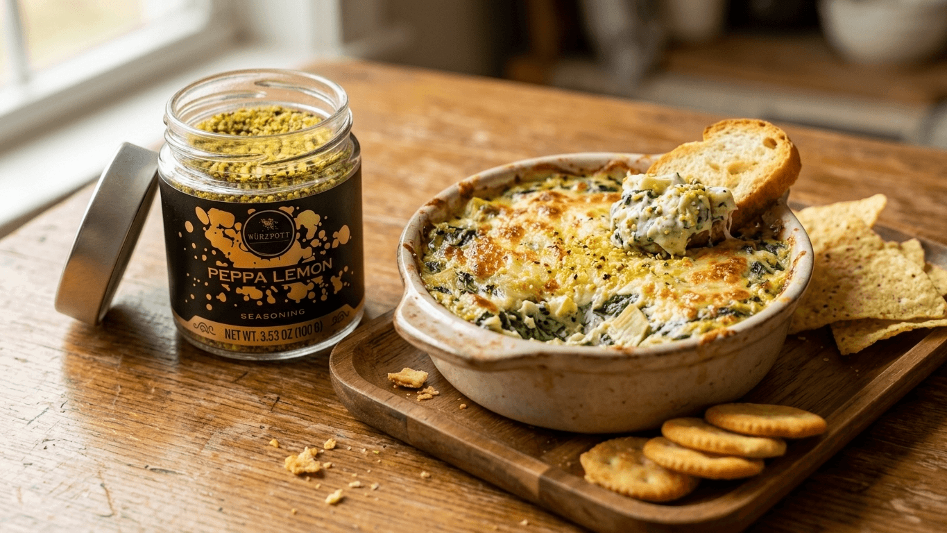 Wurzpott Peppa Lemon Spinach Artichoke Dip