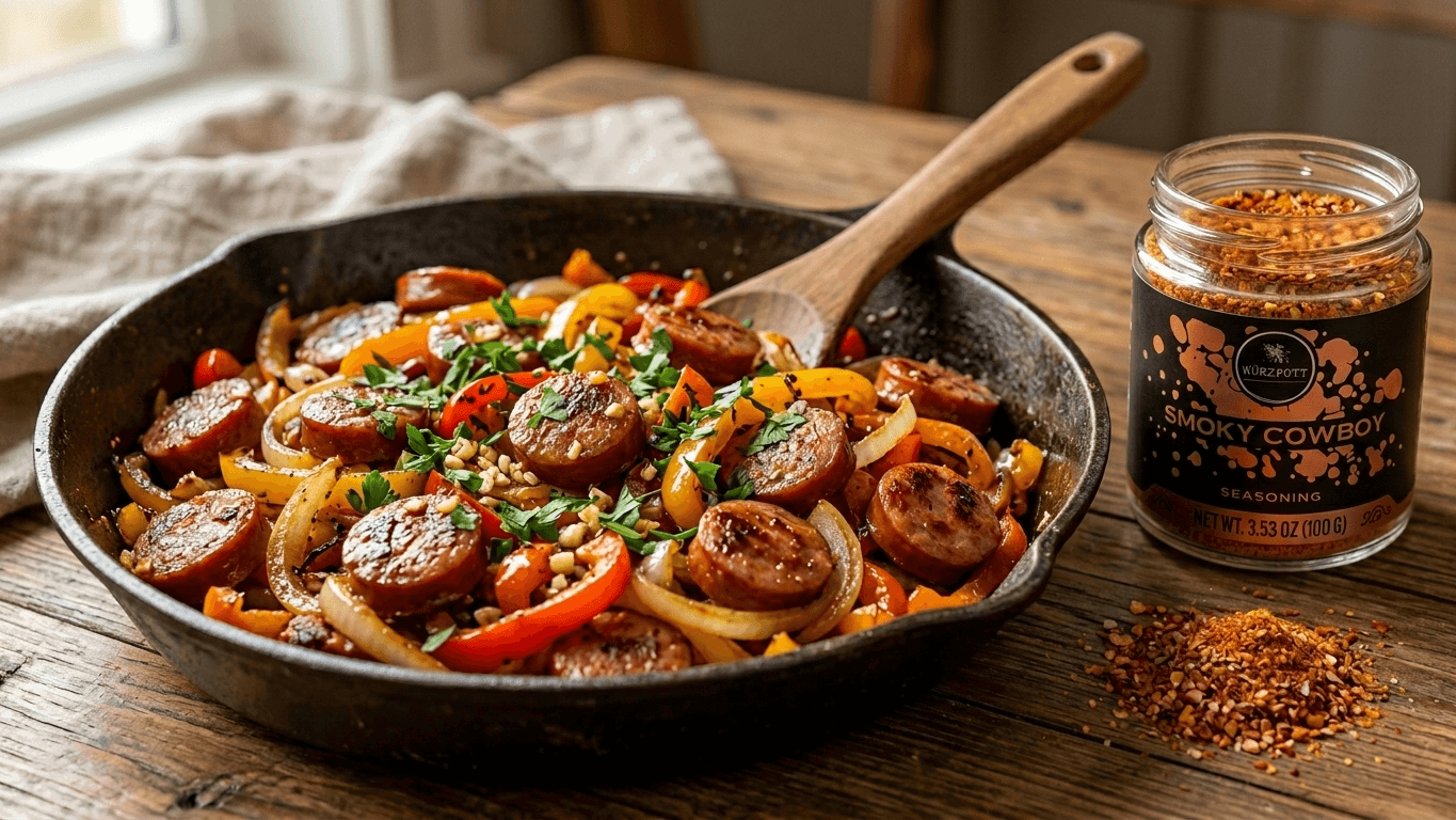 Smoky Cowboy Sausage and Pepper Skillet