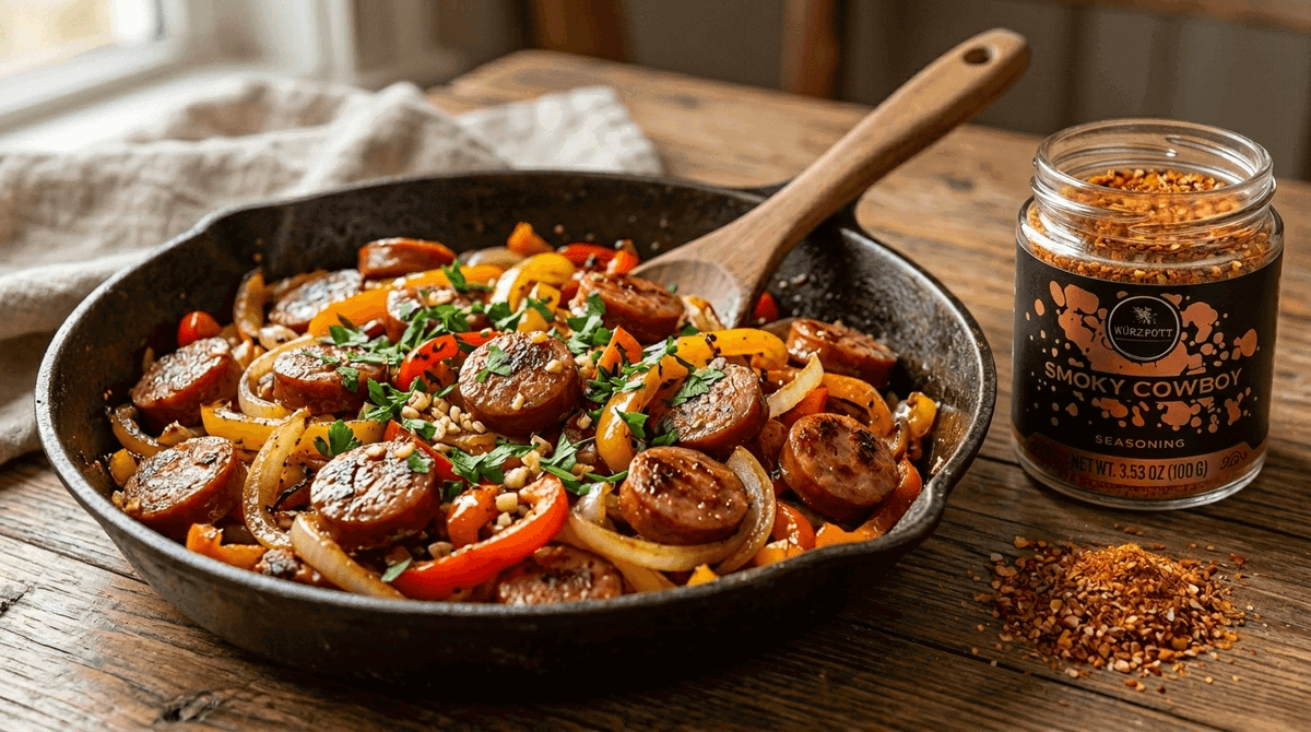 Smoky Cowboy Sausage and Pepper Skillet