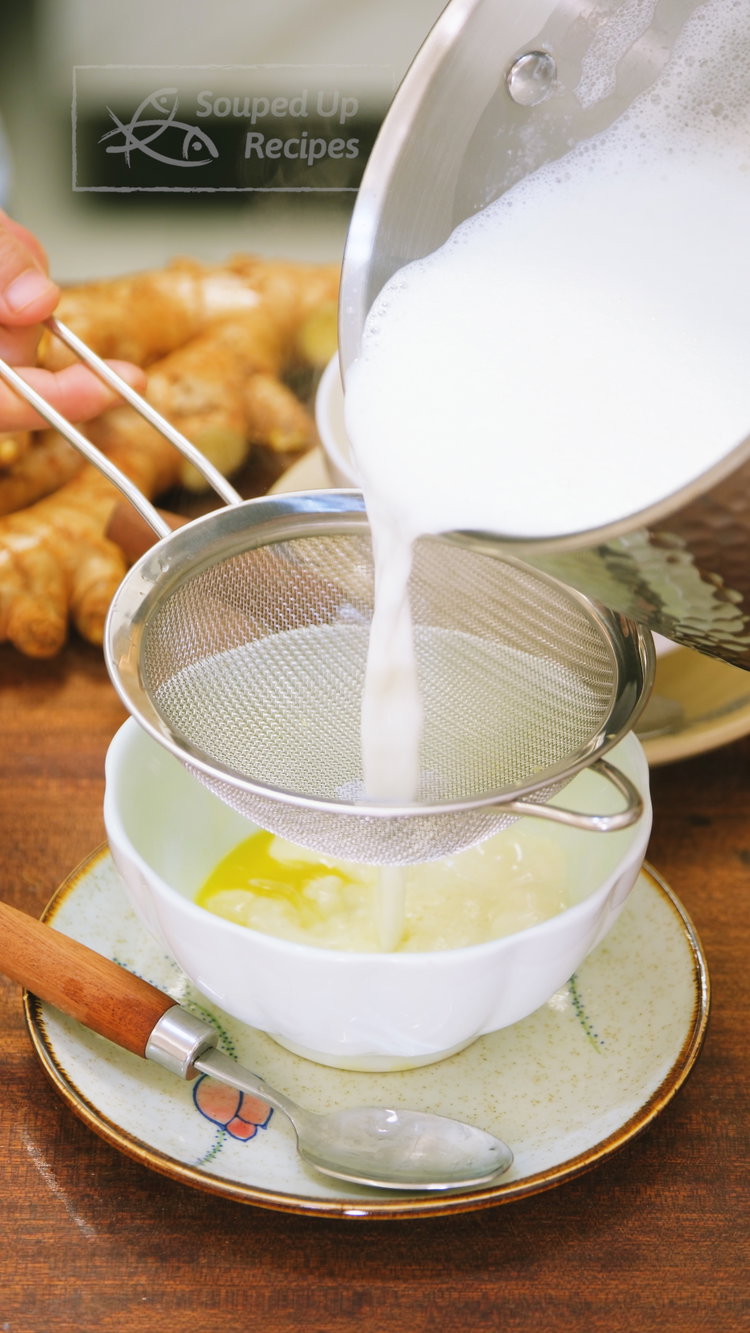 Image of Once the milk reaches temperature, immediately pour it over the...
