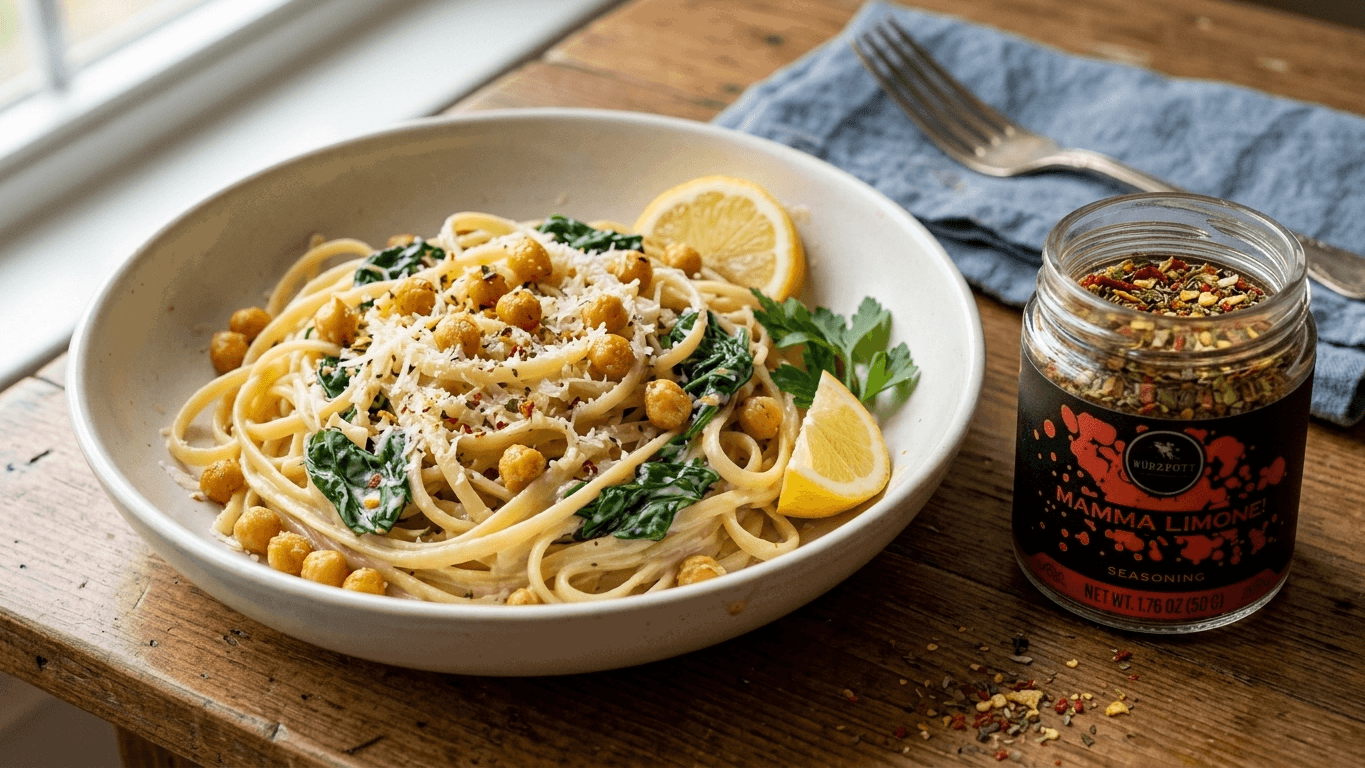 Creamy Lemon Chickpea Pasta with Mamma Limone