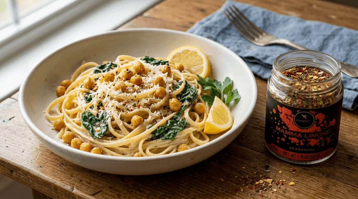 Creamy Lemon Chickpea Pasta with Mamma Limone
