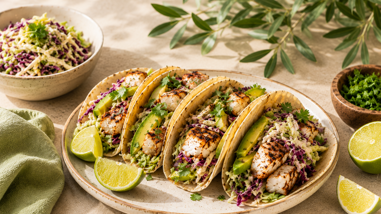 Tropical Fish Tacos with Citrus Slaw