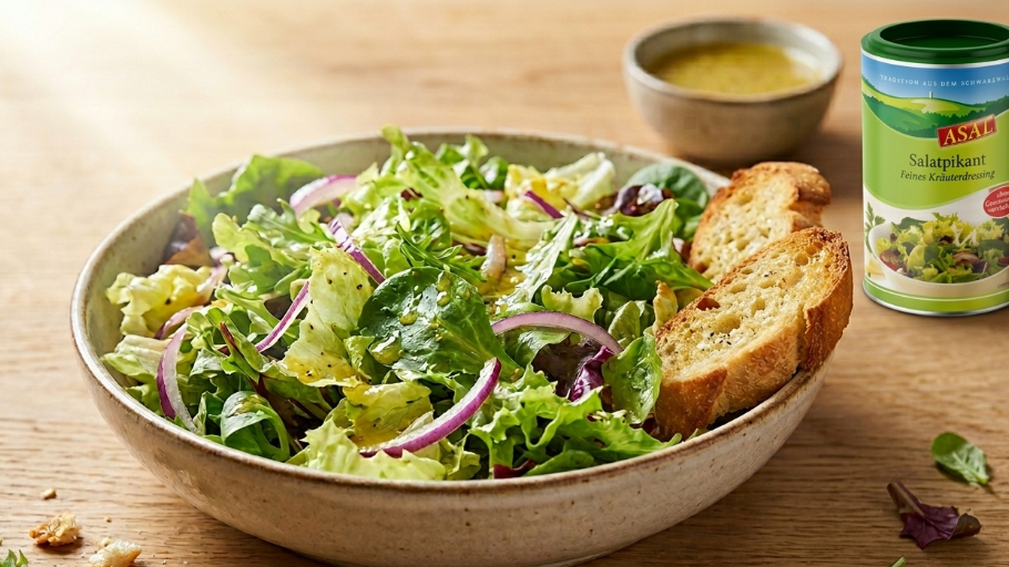 Image of Bunter Salat mit geröstetem Baguette