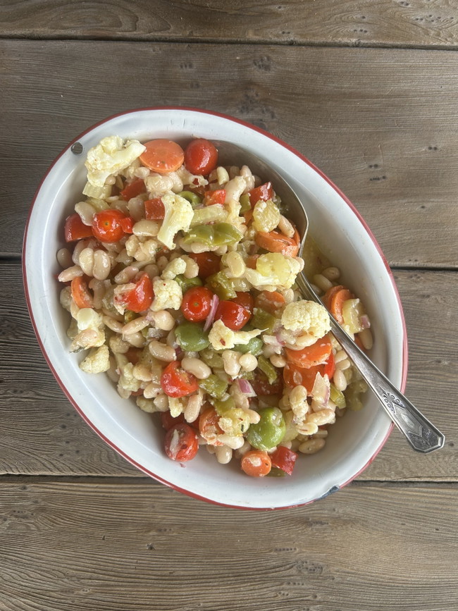 bowl of giardiniera beans