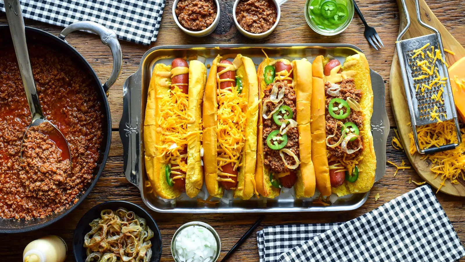 Image of Tableside Pour-Over Chili Cheese Dogs