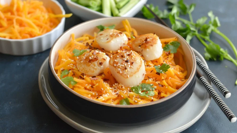 Image of Whole30 Carrot & Scallops Noodle Bowl