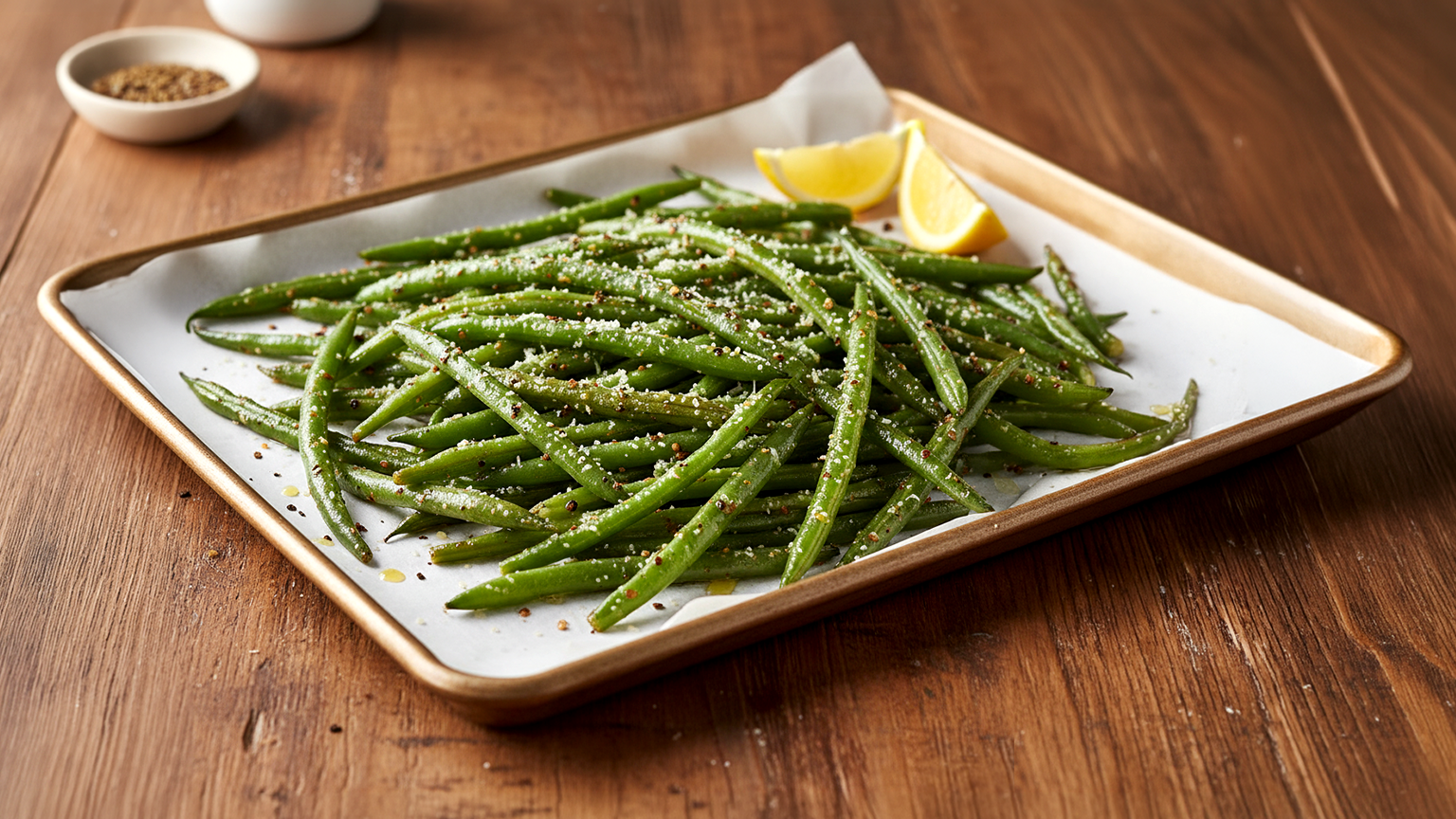Garlic Pepper Roasted Green Beans