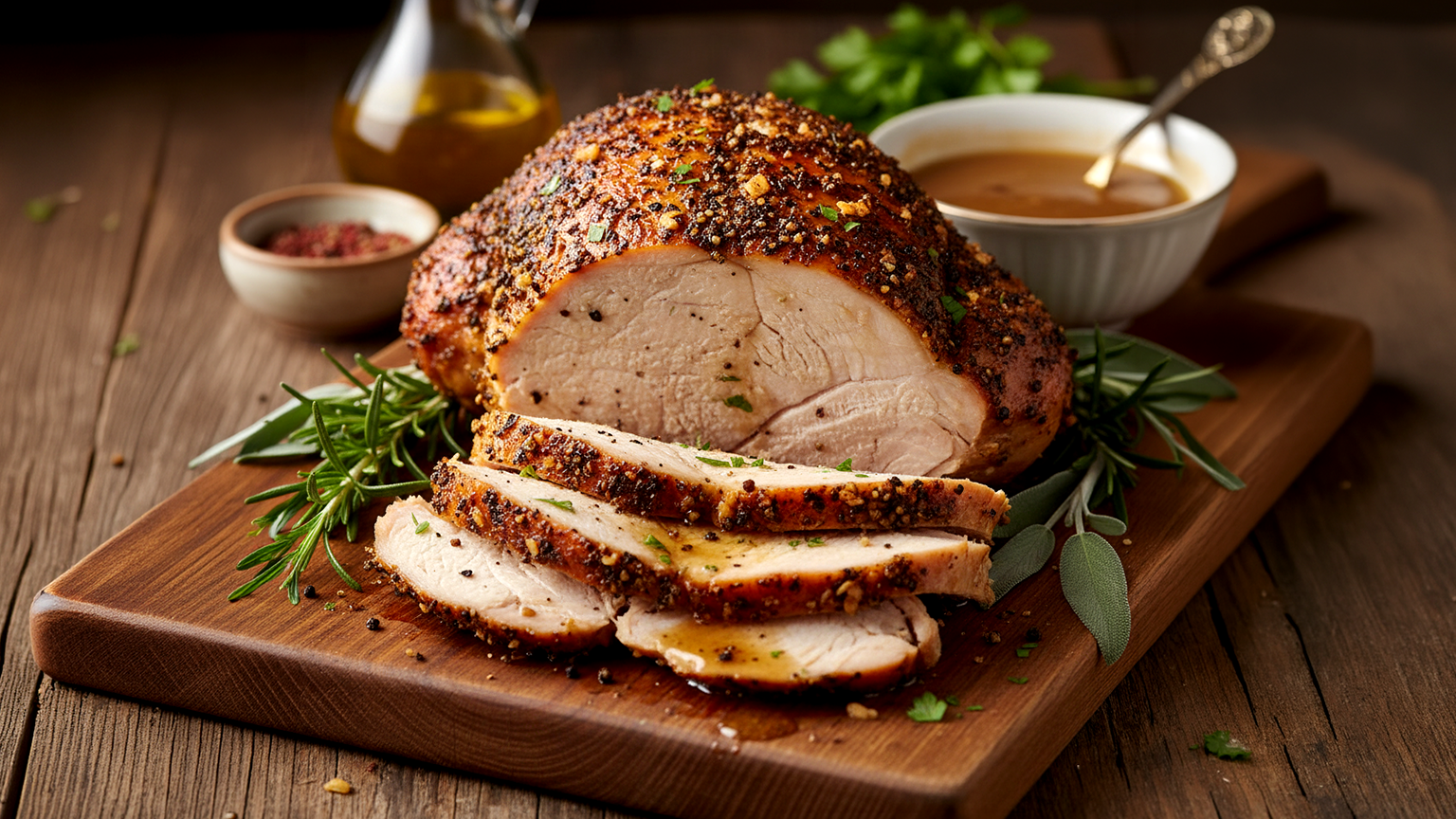 Roasted Turkey Breast with Savory Pepper Crust