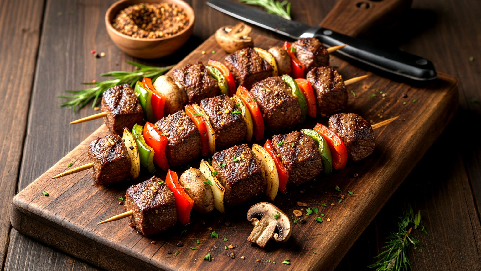 Brochetas de carne de res al estilo Texas
