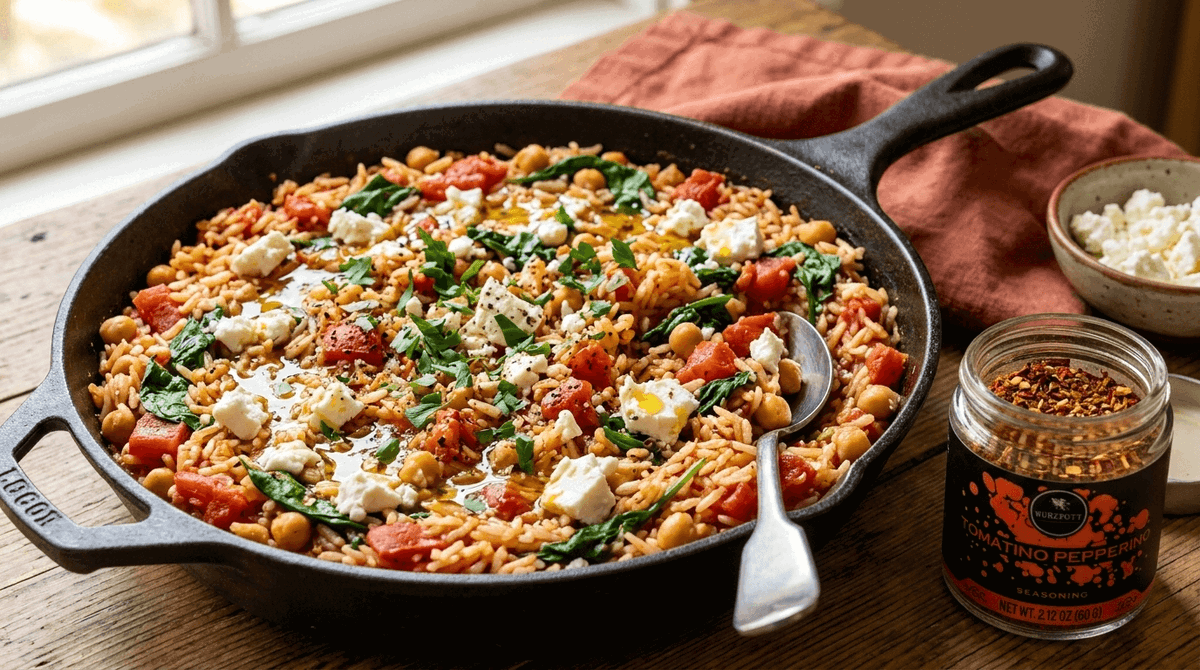 Mediterranean Tomato Rice Skillet with Tomatino Pepperino
