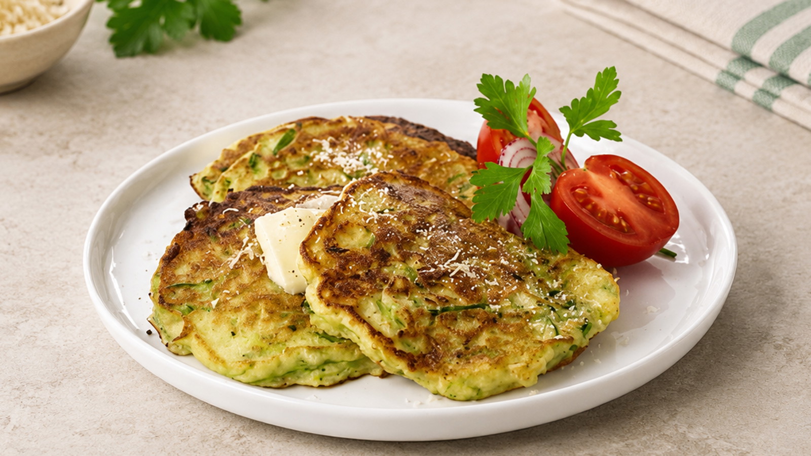 Image of Culinary Genie Zucchini Pancakes recipe.