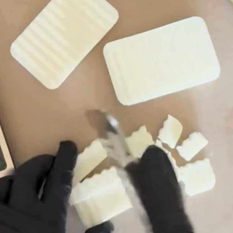 Image of Step 3: Cut soap base into 1-inch cubes