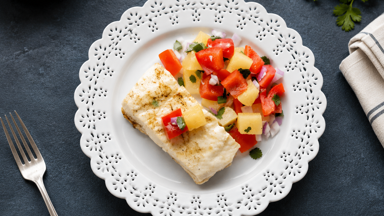 Image of Grilled Halibut with Pineapple Relish