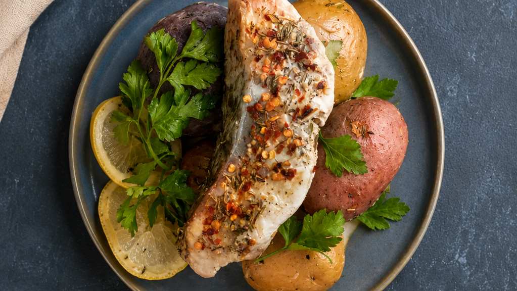 Image of Foil Rockfish & Lemon Garlic Potatoes