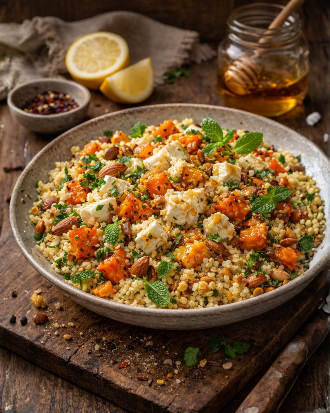 🥗 Orientalischer Honig-Süßkartoffel-Couscous mit Feta