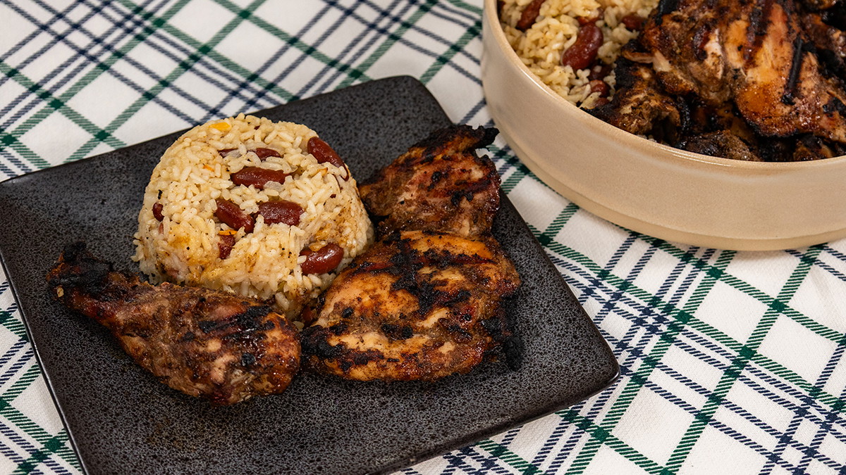 Jamaican Jerk Chicken with Rice and Beans
