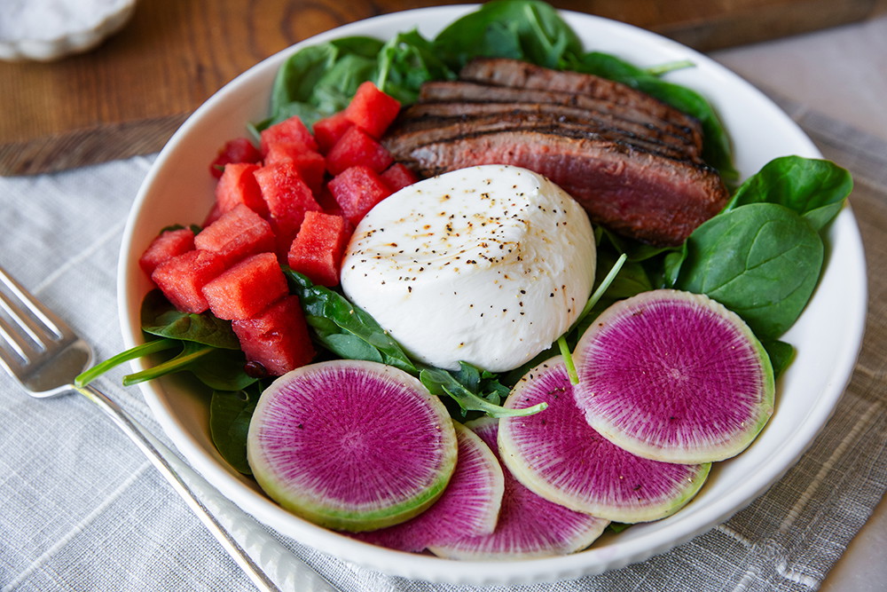 Watermelon Burrata Steak Salad
