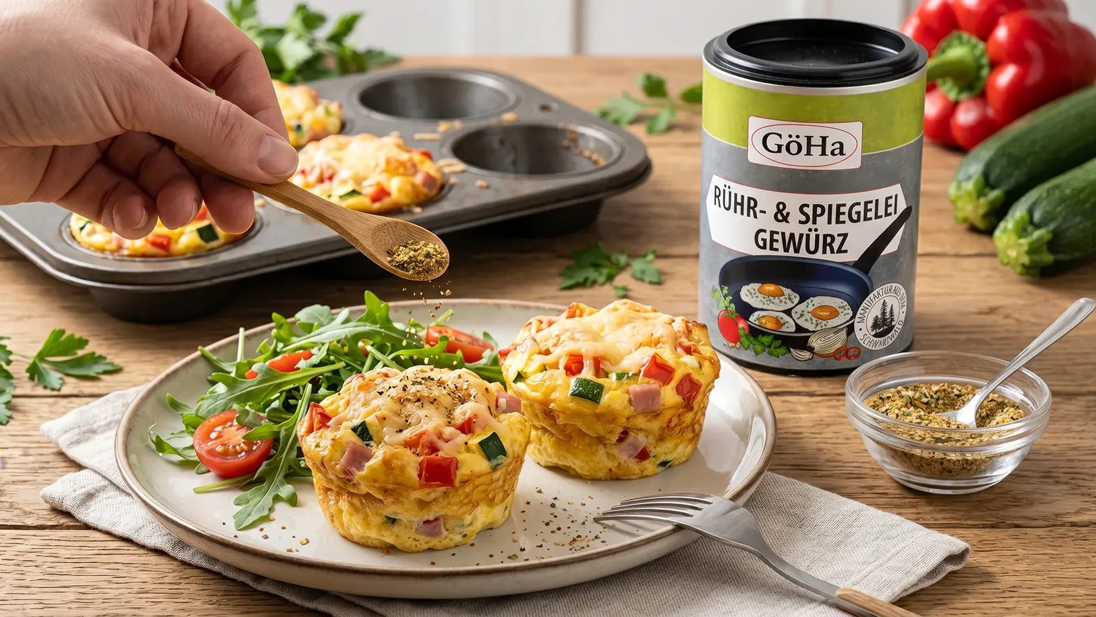 Image of Eiermuffins Deluxe: Gemüsegarten trifft auf fluffiges Ei