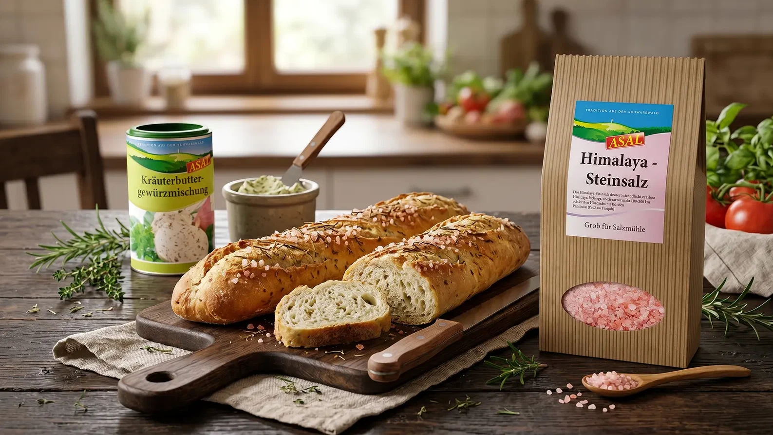 Image of Frisches Kräuterbrot mit Himalaya-Steinsalz