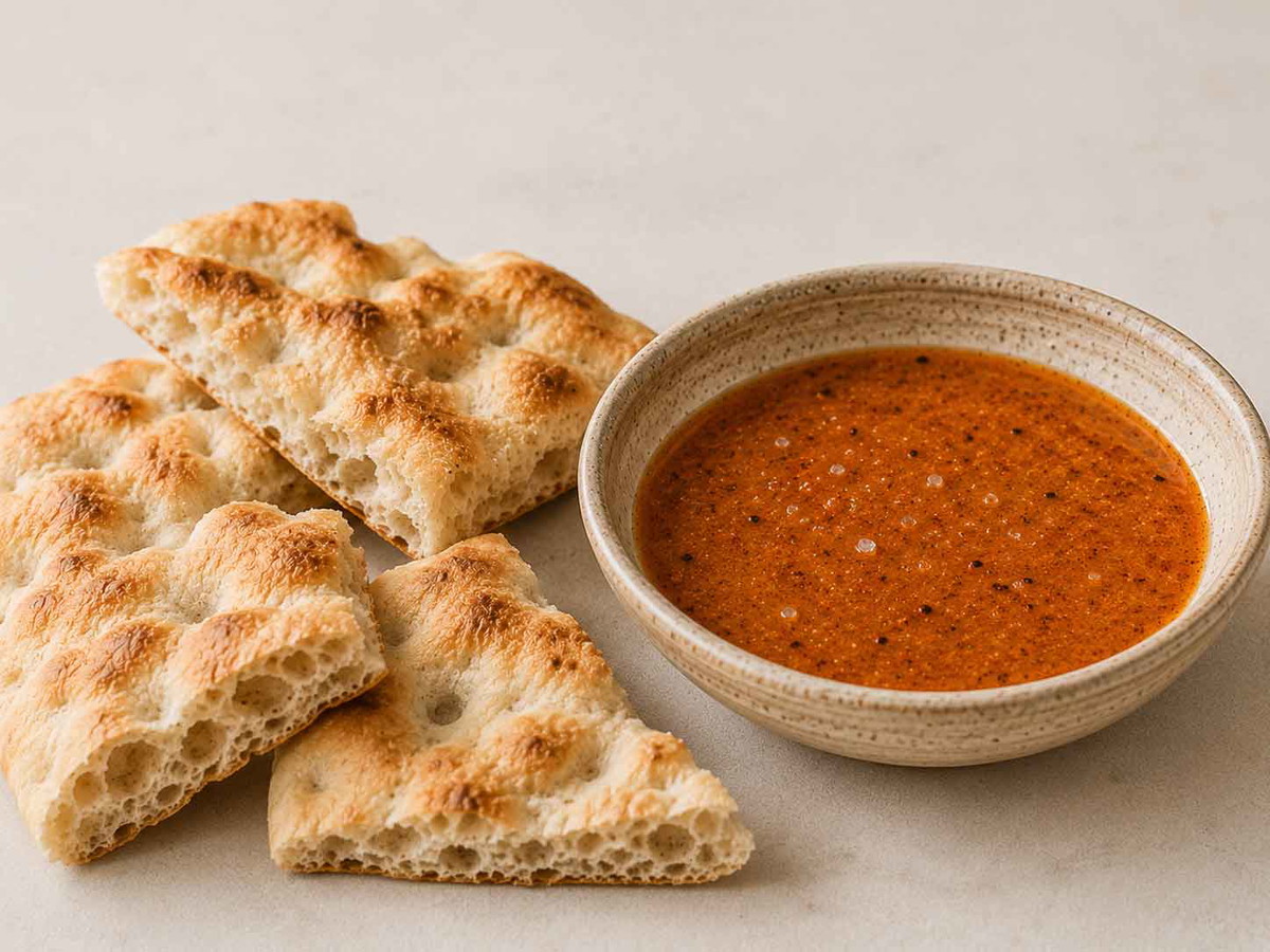 Fladenbrot-Dip mit Arganöl und Gewürzen