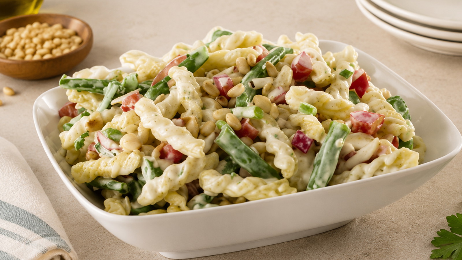 Image of Culinary Genie Grilled Chicken and Green Beans Pasta Salad Recipe.