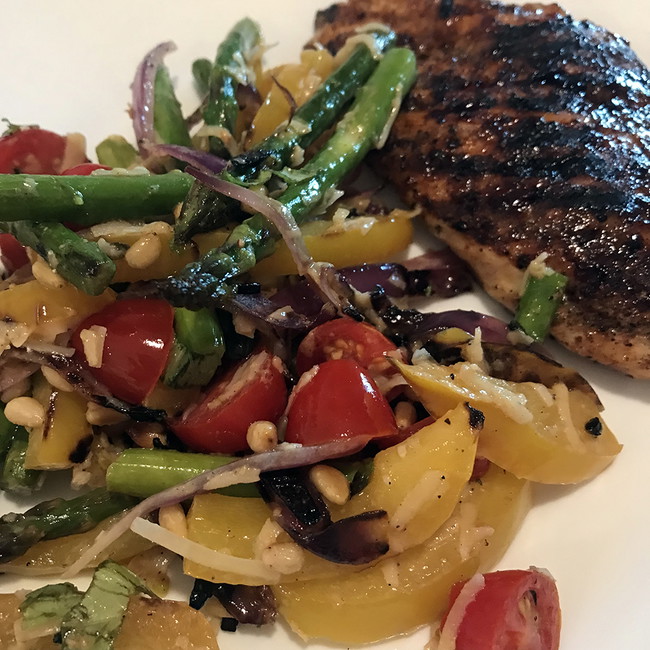 Image of Grilled Asparagus and Yellow Pepper Salad