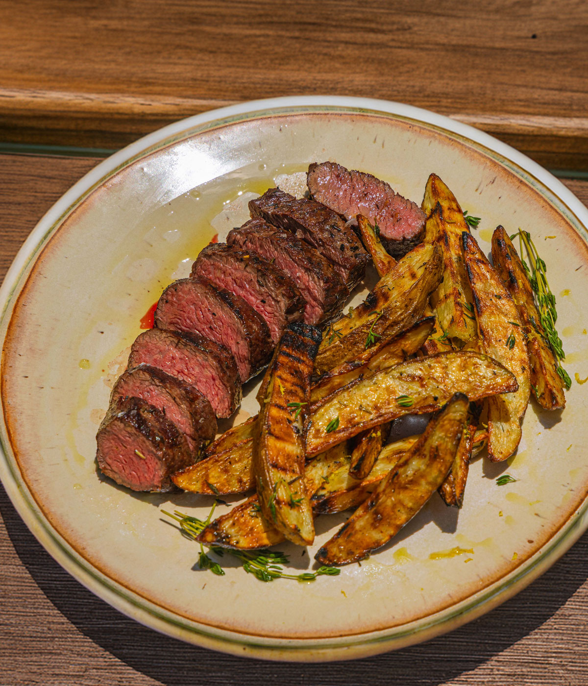 Herb Crusted Teres Major with Lemon, Thyme, Butter and Potatoes